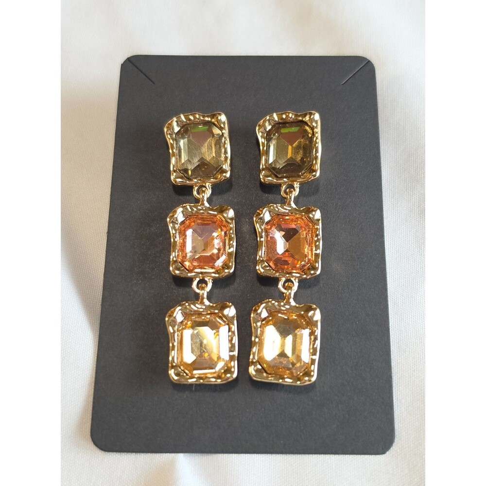 Petit Moments Glow Earrings Sunrise Gold Tone Crystal Statement Drop Revolve